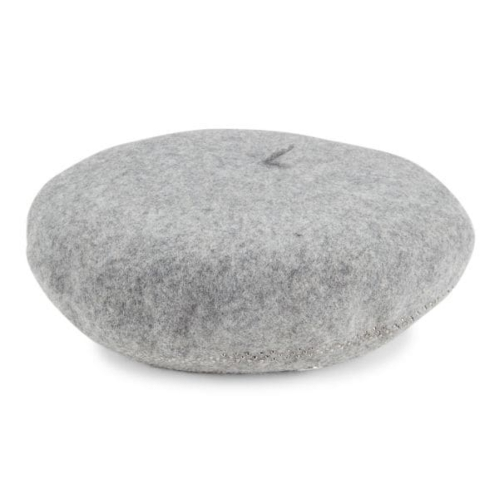 CALVIN KLEIN Studded Wool Blend Beret Hat. Os. Color Grey